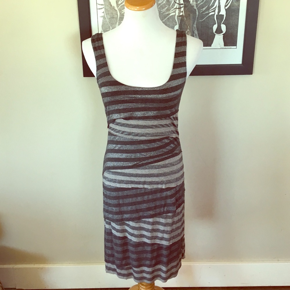 Bailey 44 tiered dress metallic stripes