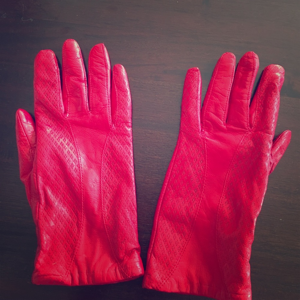 Red leather gloves