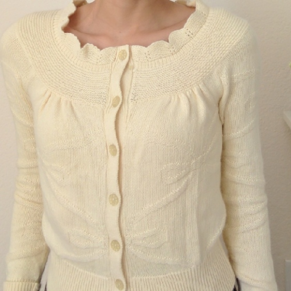Anthropologie knit sweater cardigan ribbon details