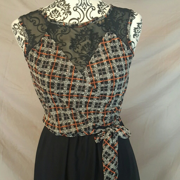 Plaid Print Wrap High Low Dress - Picture 2 of 8