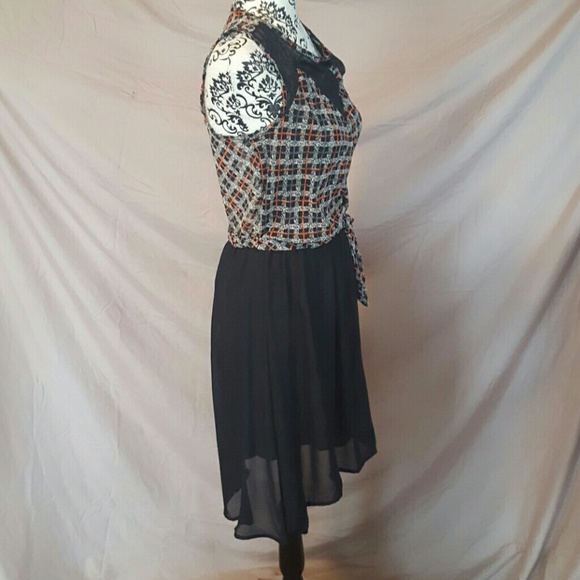Plaid Print Wrap High Low Dress - Picture 7 of 8