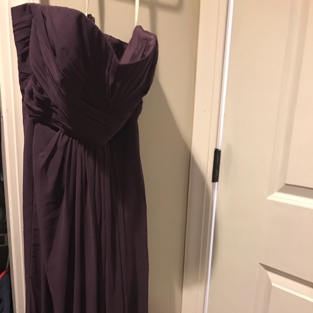 David's Bridal Strapless Crinkle Chiffon Dress