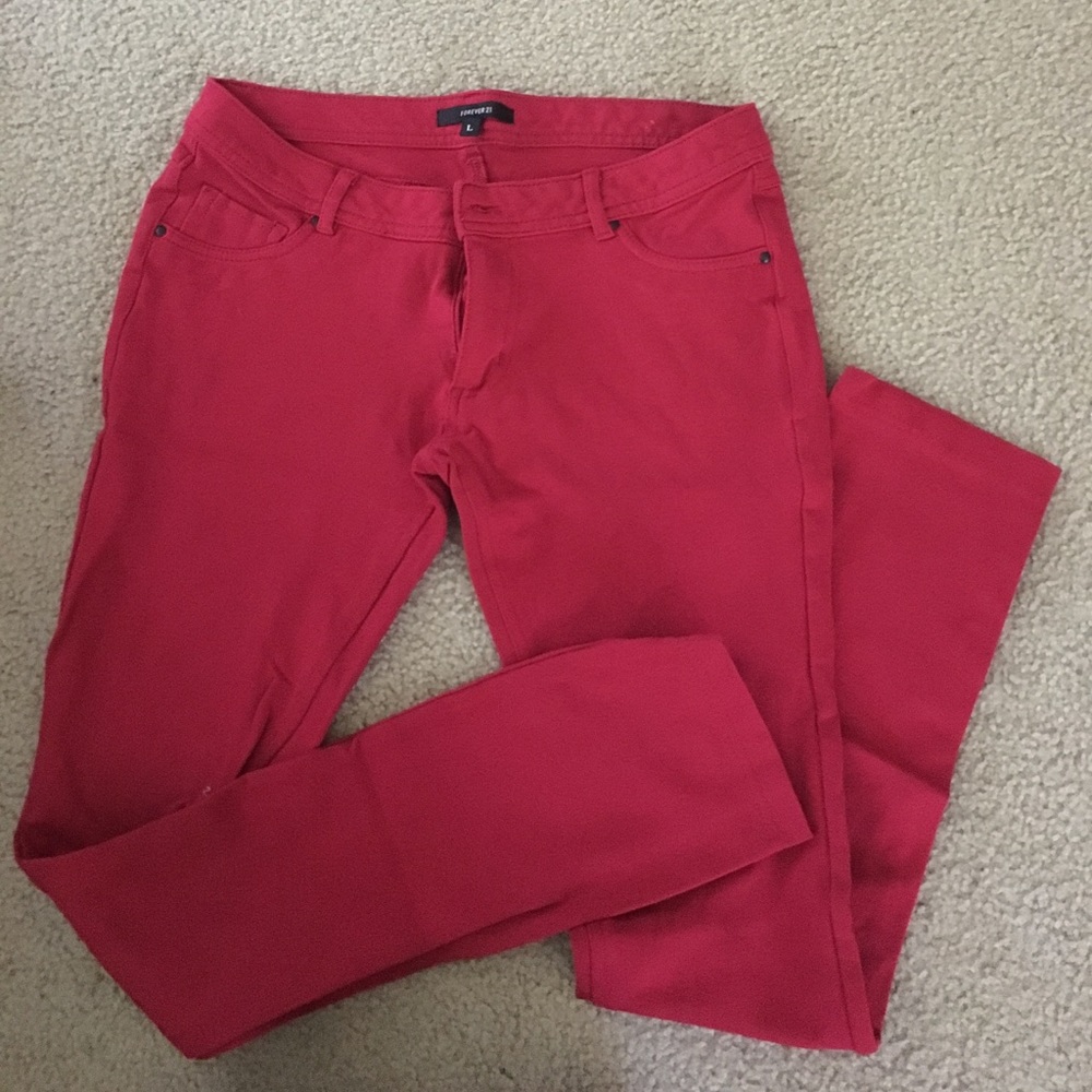 Red Stretchy Jeggings