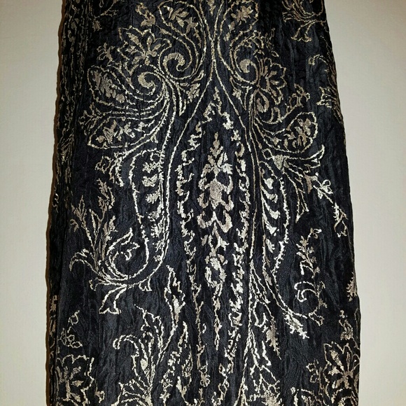 Vtg MaryMcFadden Couture HighWaist BlackGold Skirt - Picture 2 of 5