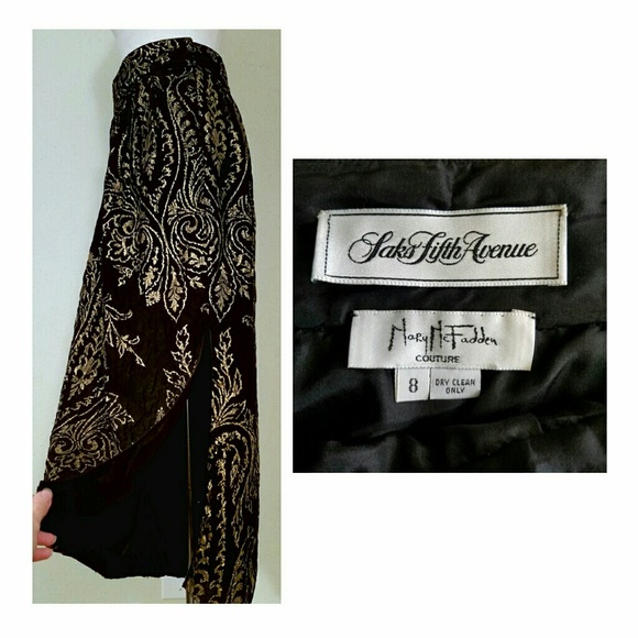 Vtg MaryMcFadden Couture HighWaist BlackGold Skirt - Picture 3 of 5