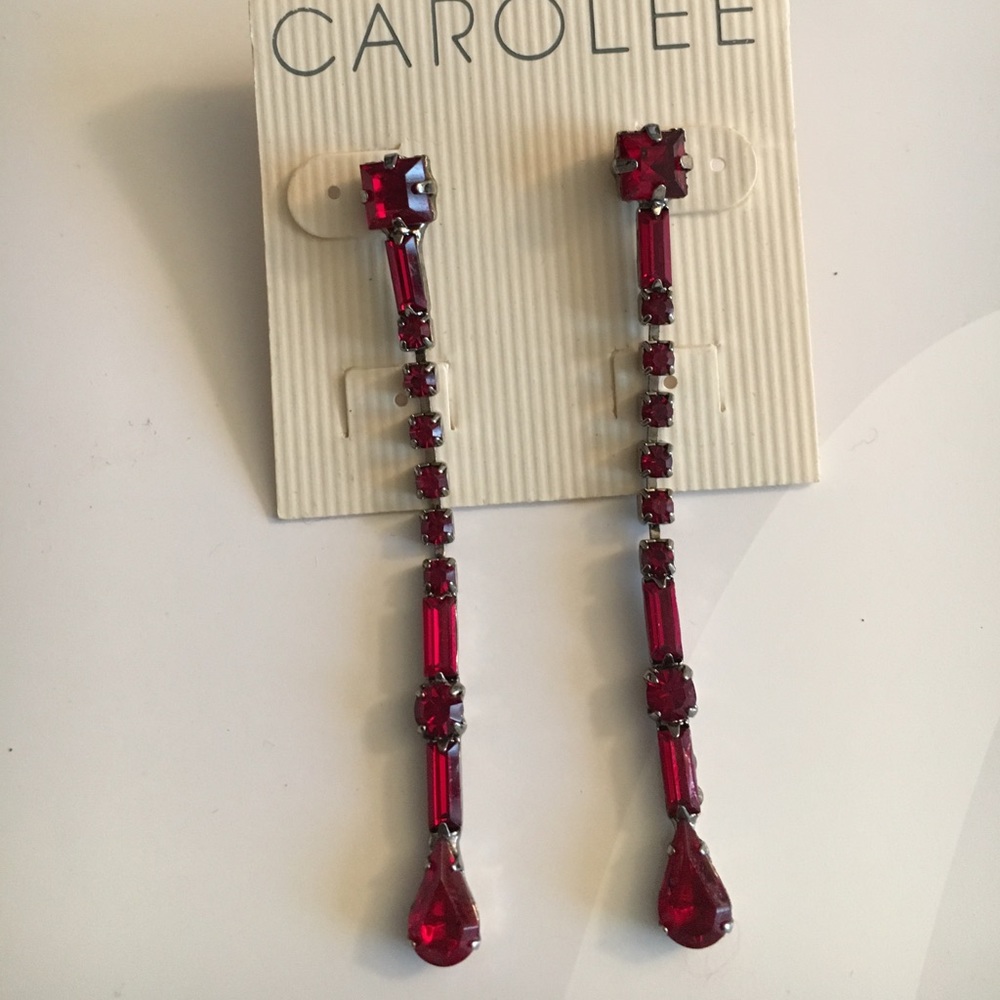 Dark red stone earrings.