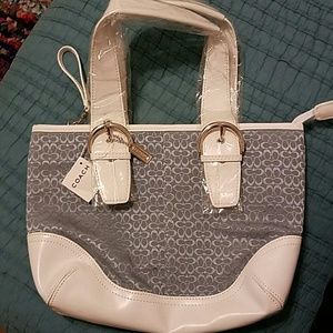 NWT coach signature blue and white handbag