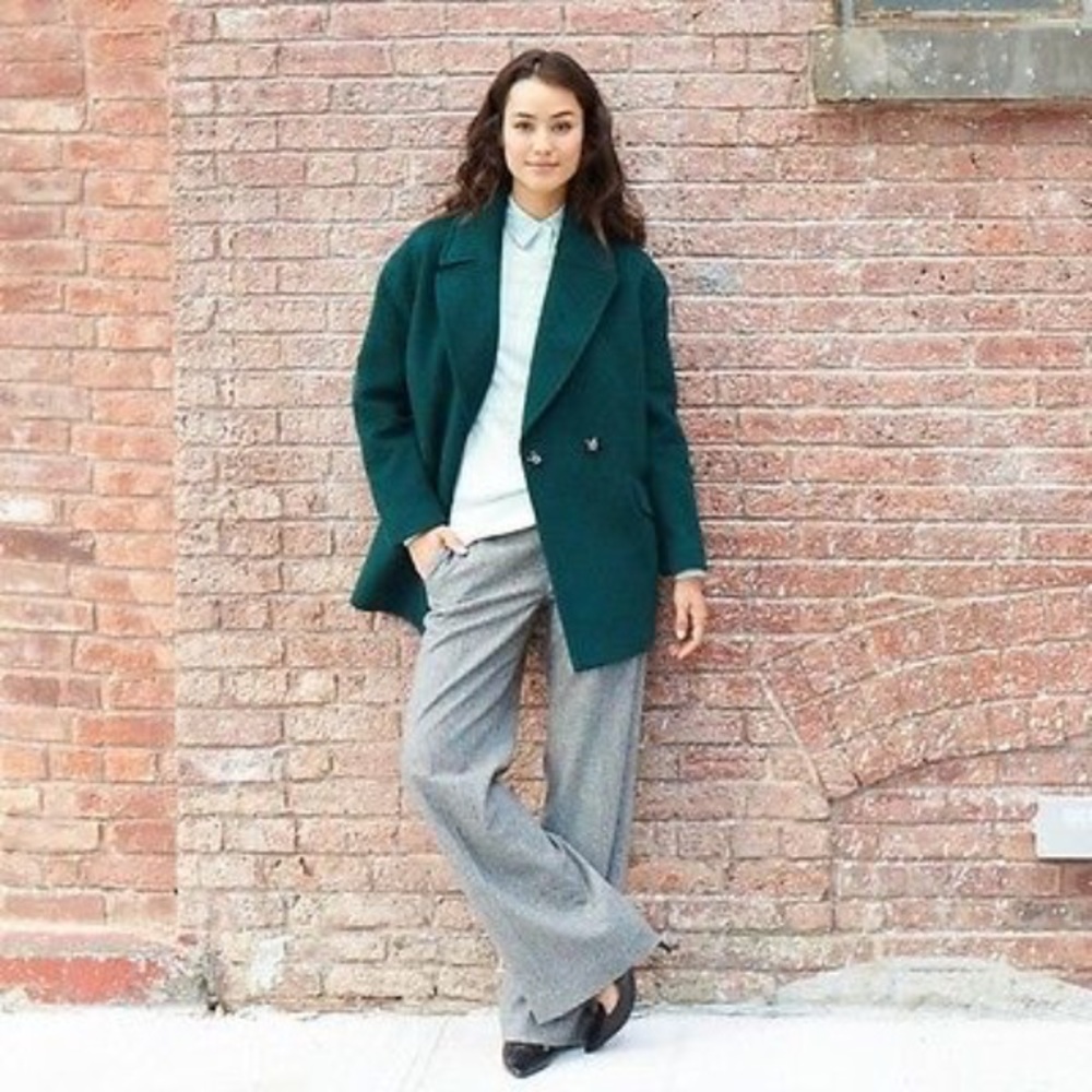 Banana Republic Green Cocoon Wool Coat Size XS