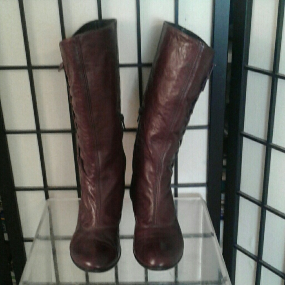 Burgundy leather boots