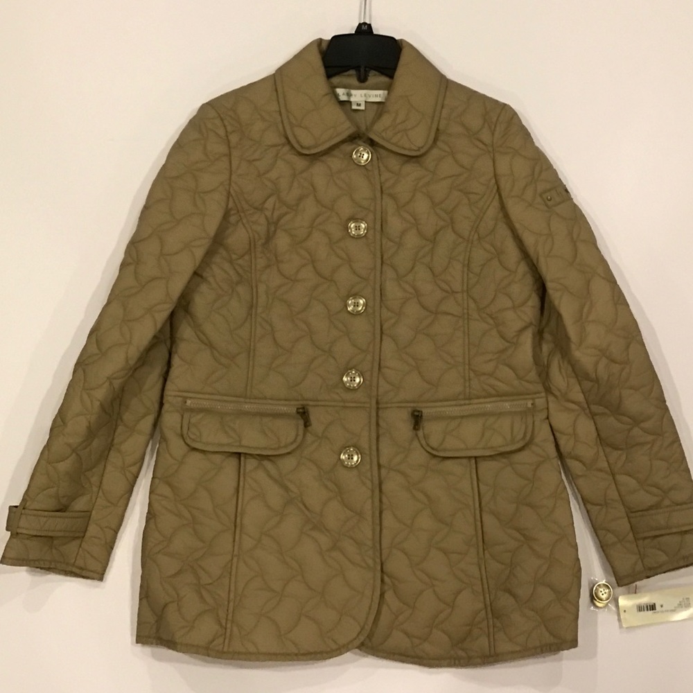 NWT Med Larry Levine Quilted Jacket in Khaki