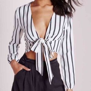 STRIPED TIE IN FRONT CROP TOP