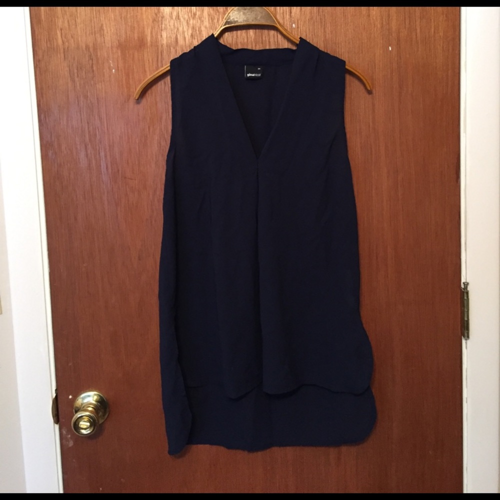 Dark Blue V-neck Blouse