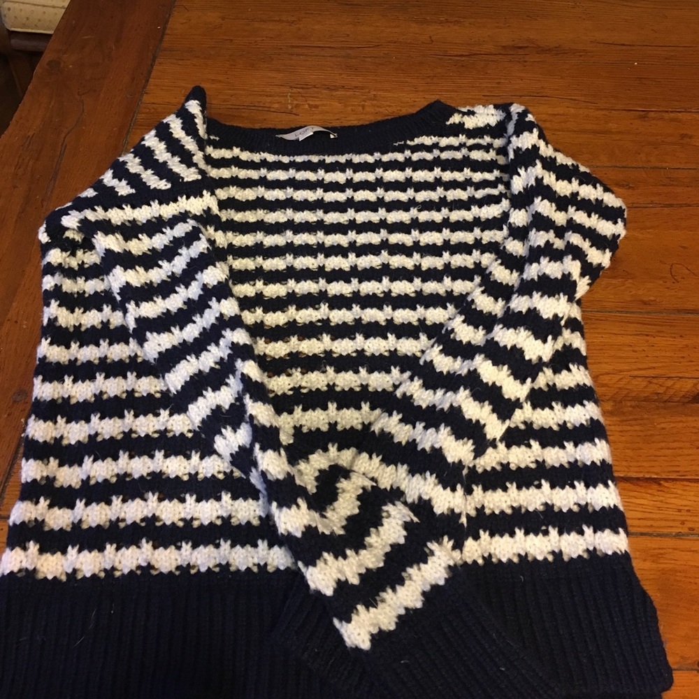 Navy and white striped sweater size extra small
