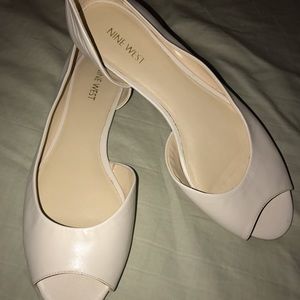 Nine West cream open toe flats worn once