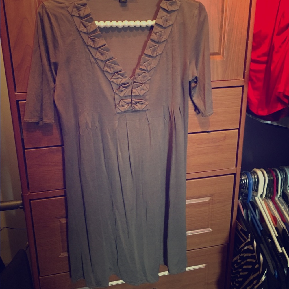 Olive green silk banana republic dress