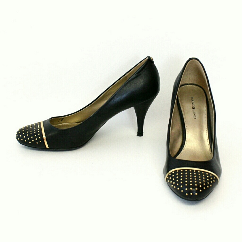 Bandolino "Chastity" Black Leather Studded Pumps