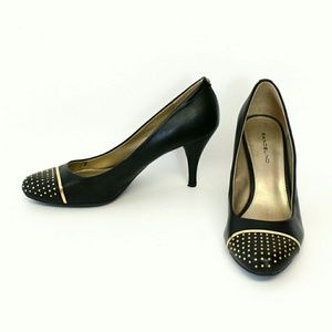 Bandolino "Chastity" Black Leather Studded Pumps
