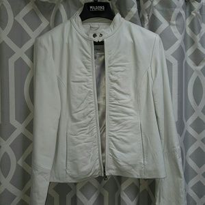 Gorgeous white leather jacket - perfect for spring