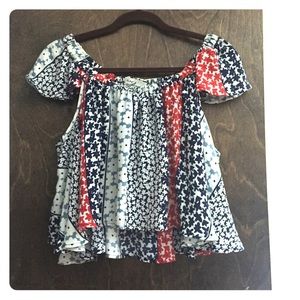 Off the Shoulder Red White and Blue Top