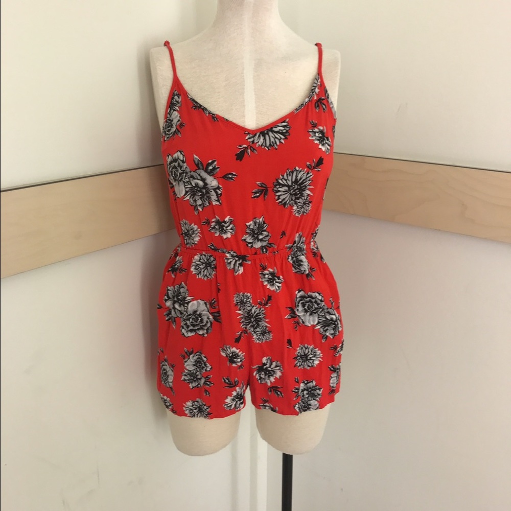 🍒🌴Cherry Red Tropical Romper🌴🍒