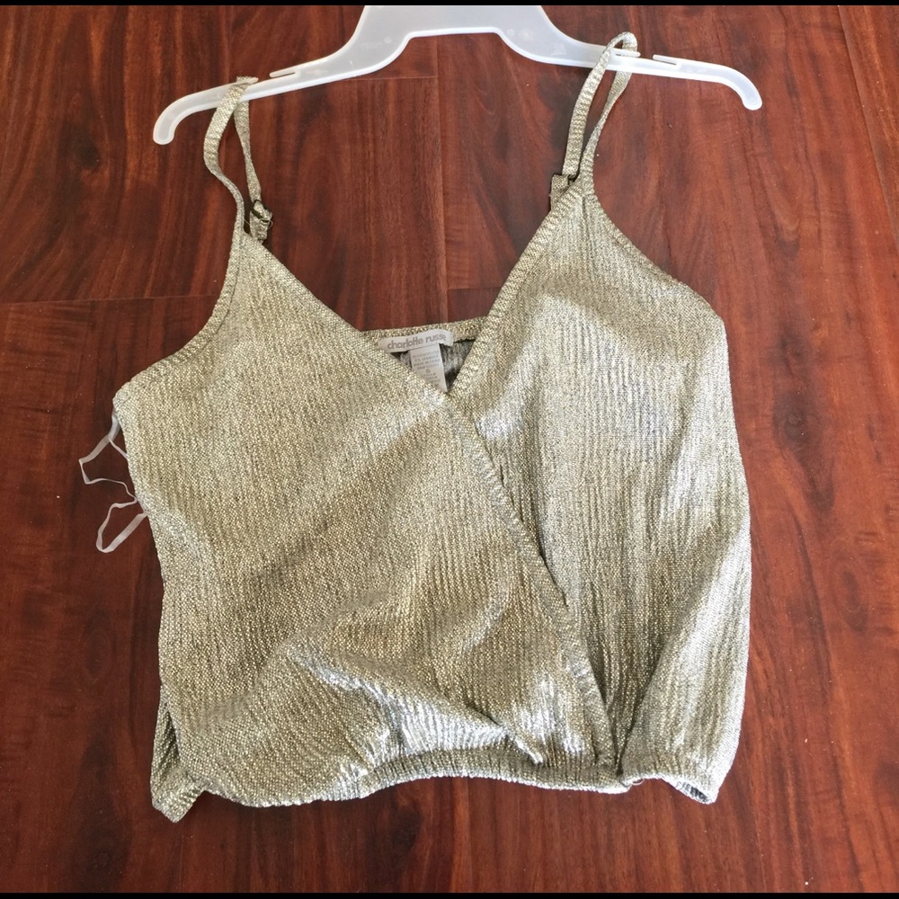 Silver crop top tank
