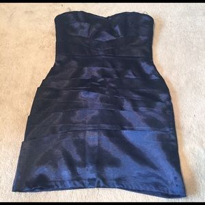 Navy blue strapless mini dress