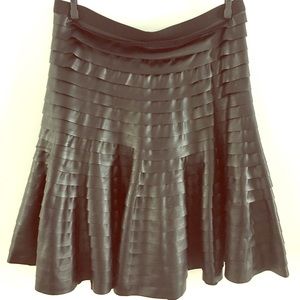 Vegan leather layered high waisted a-line skirt