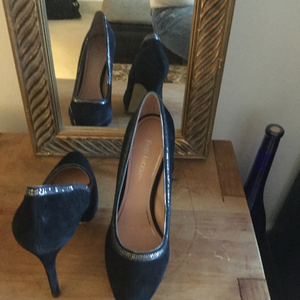 Dressy black leather high heels