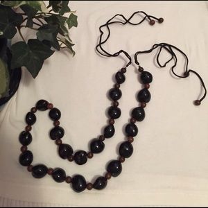 Black beaded belt OR necklace. Worn either way!!