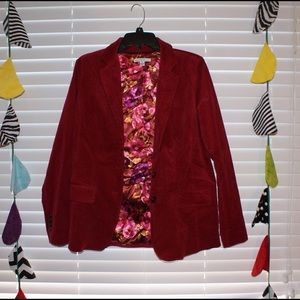 Red blazer with silky floral lining ‼️SOLD‼️