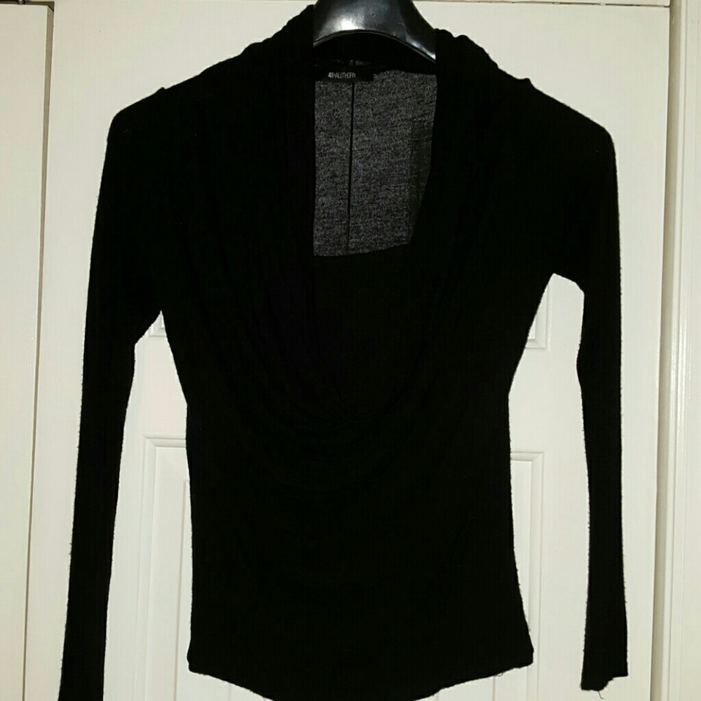 41 Hawthorne - cowl neck sheer blouse; size S