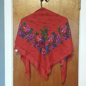 Floral red scarf