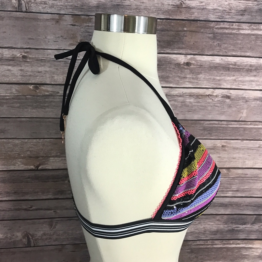 New VS Bikini Swim Top Colorful Halter Sequin - Picture 3 of 5
