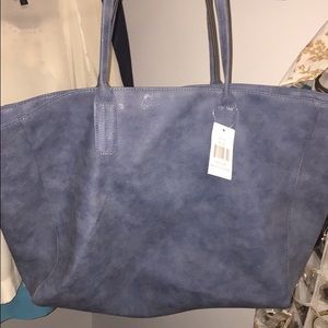NWT Saks Fifth Avenue blue faux leather tote bag