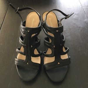 Franco Sarto black leather strappy sandals