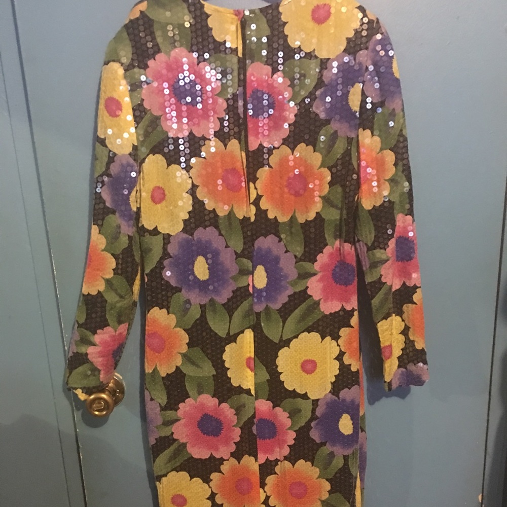 Silk Multi Colored Sequence Dress - image 2