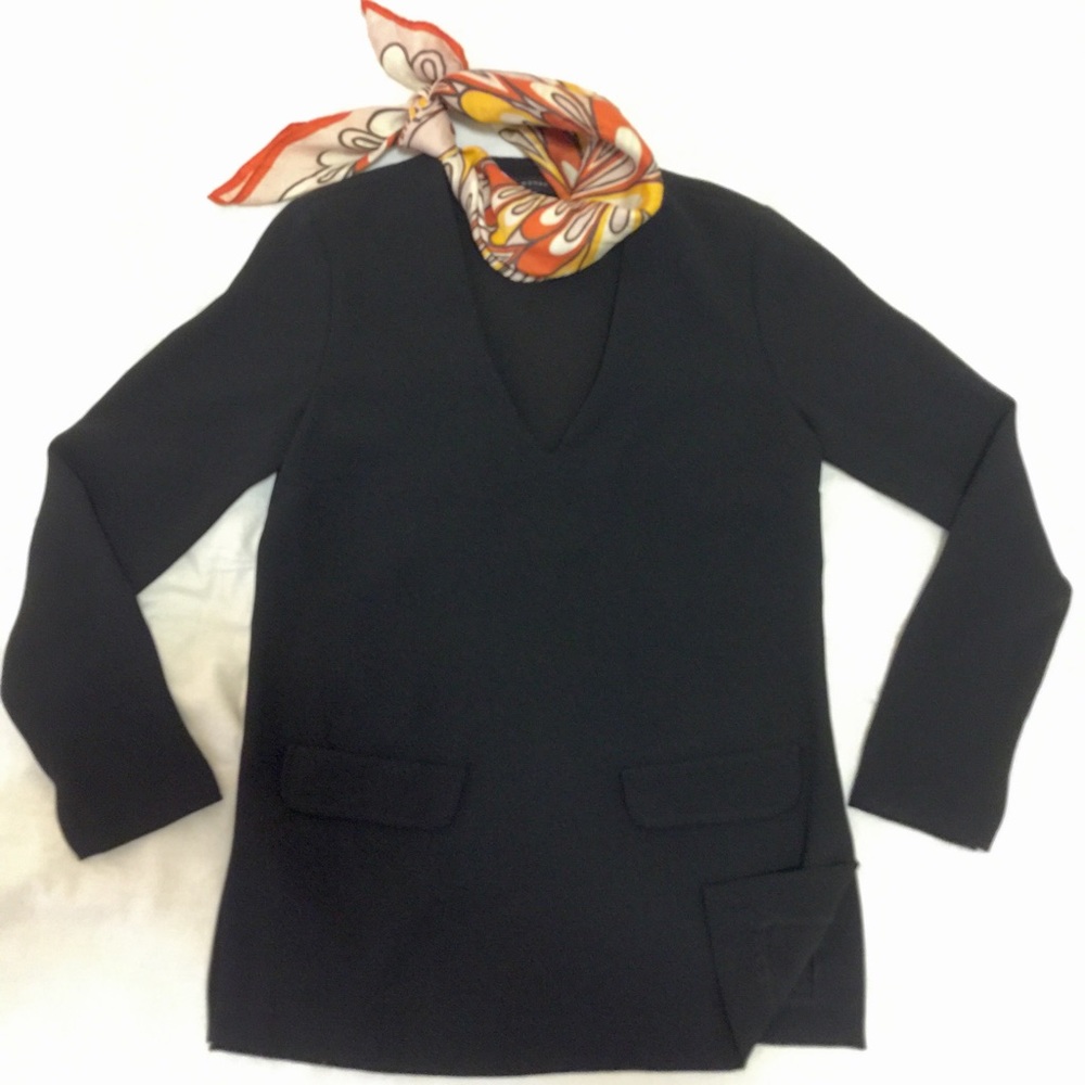 zara black a line tunic with deep v neck XS