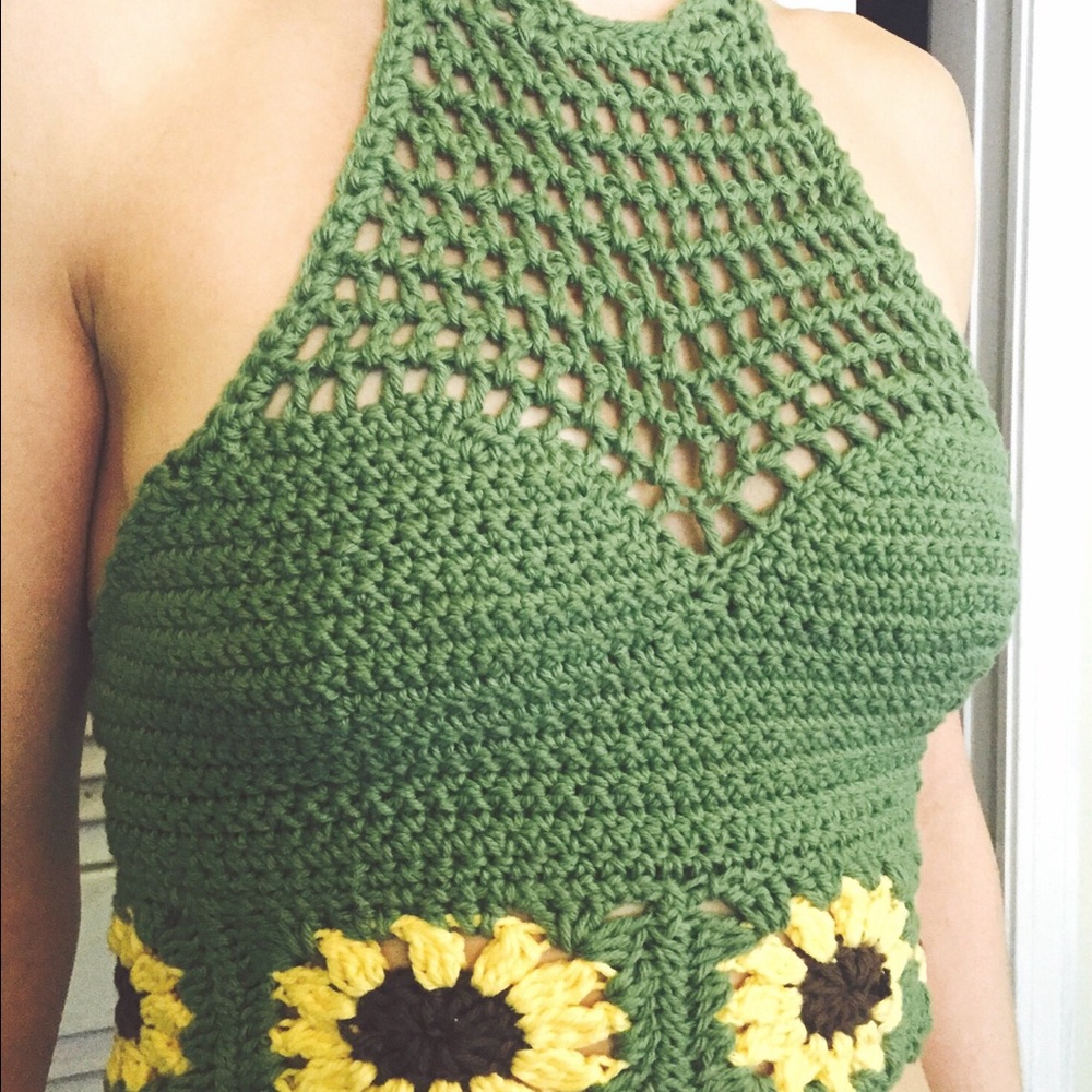 Sunflower Handmade Crochet Halter Top