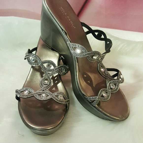 Mila Paoli Shoes Mila Paoli Silver Rhinestone Wedge