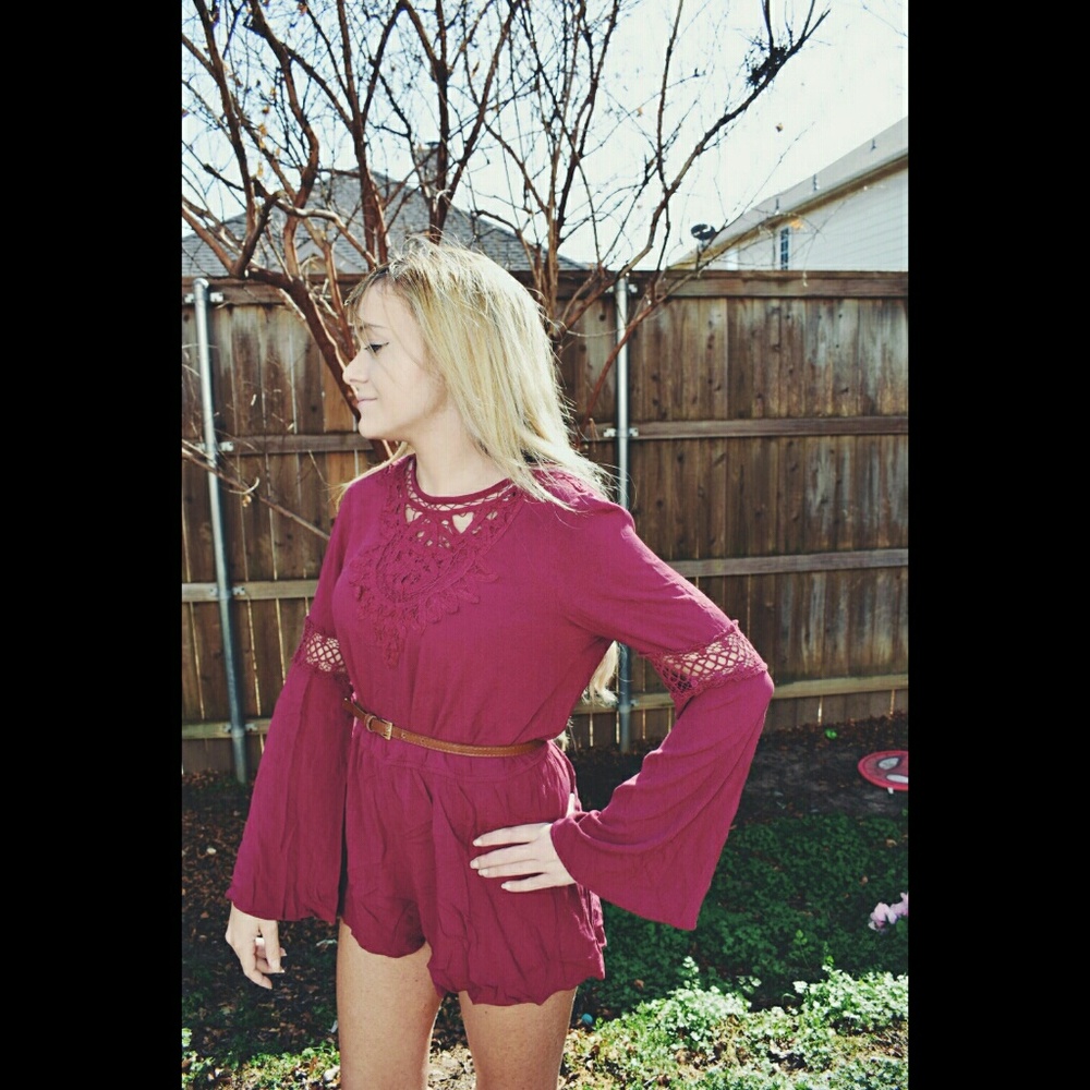 Bohemian Maroon Romper