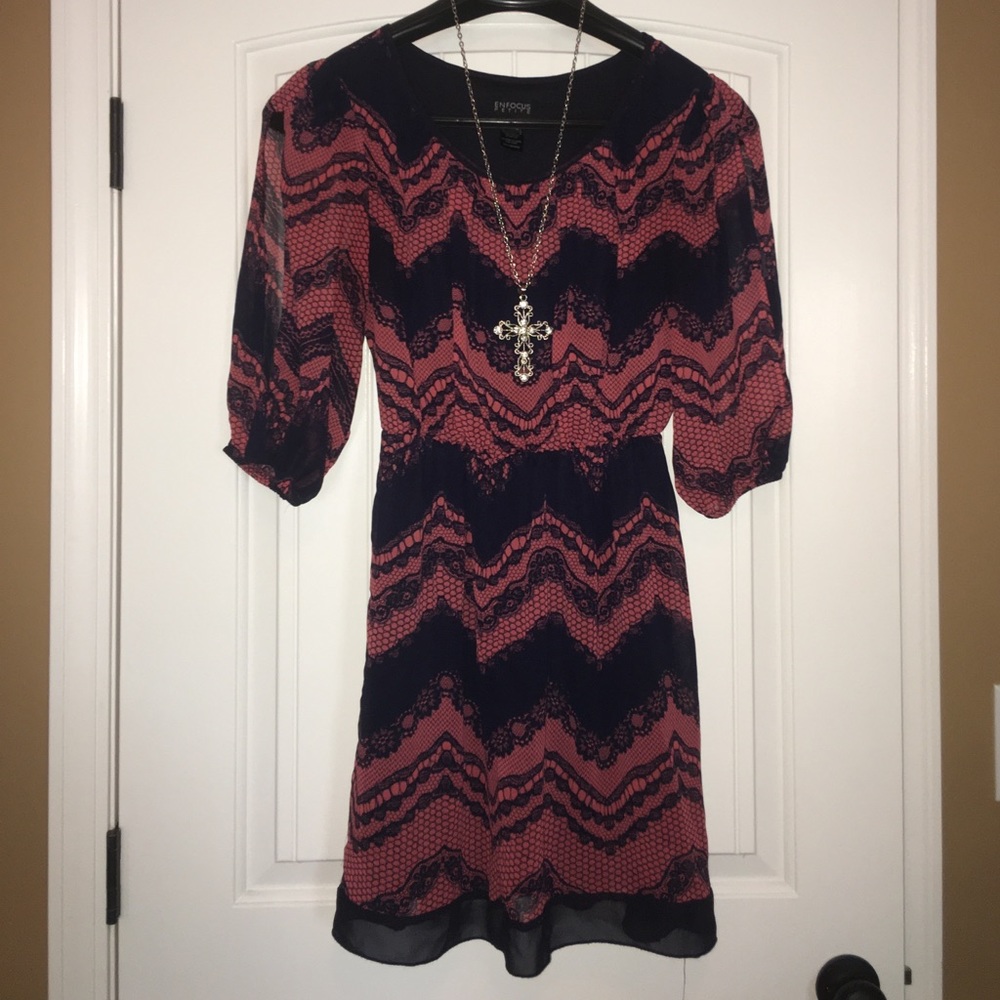 Coral and navy dress