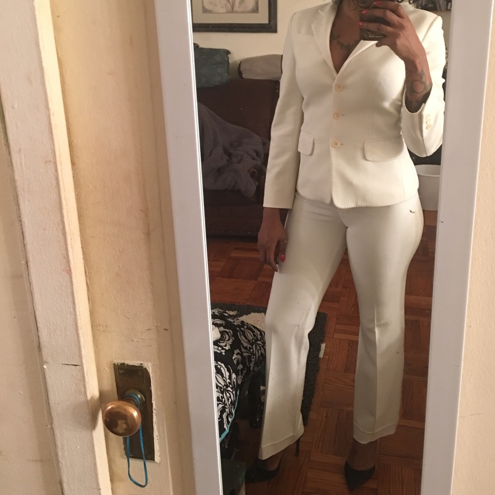 BCBG ALL WHITE SUIT && TUMI bag bundle