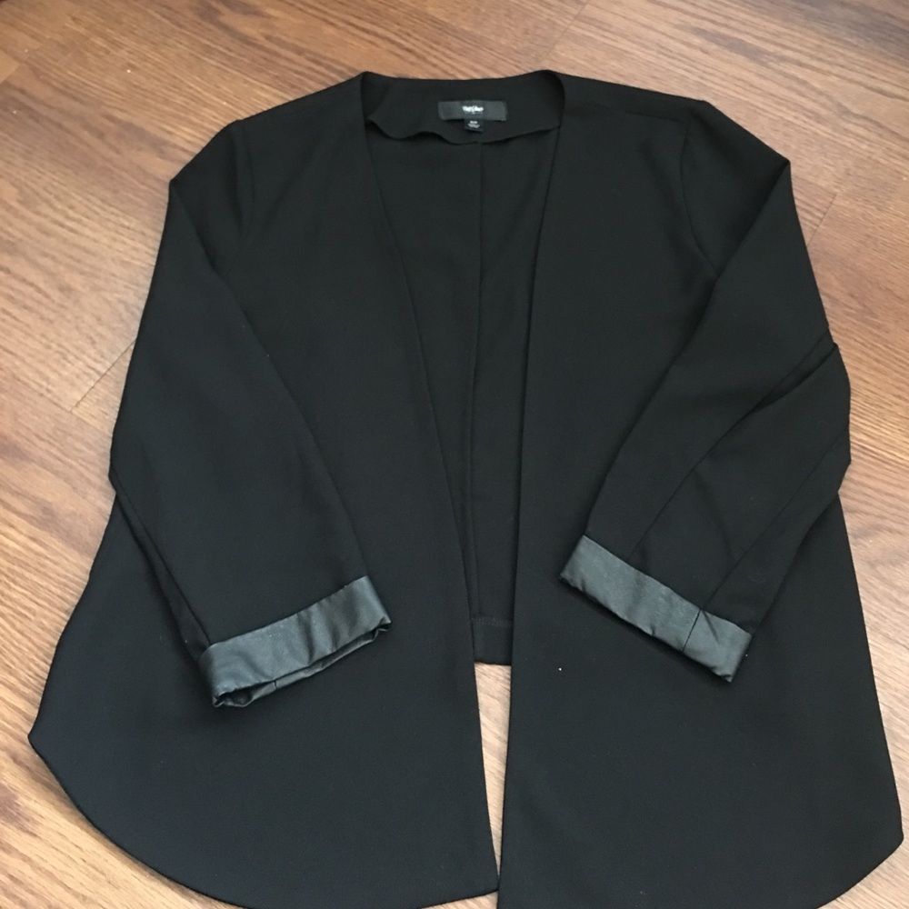 Black Blaser With Leather Accents