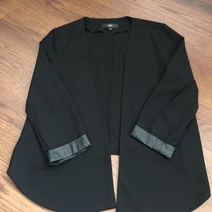 Black Blaser With Leather Accents