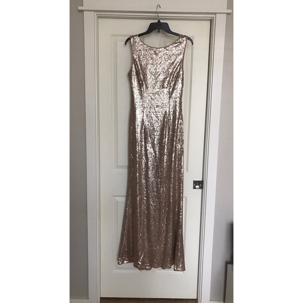 Large Matte Rose Gold Sequin Maxi Dress