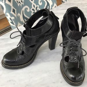 Black Balenciaga Leather Chunky Heels