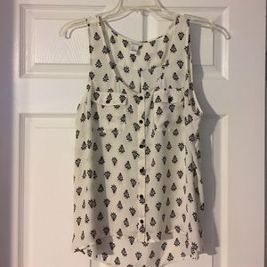 Forever 21 White and Black Print Blouse