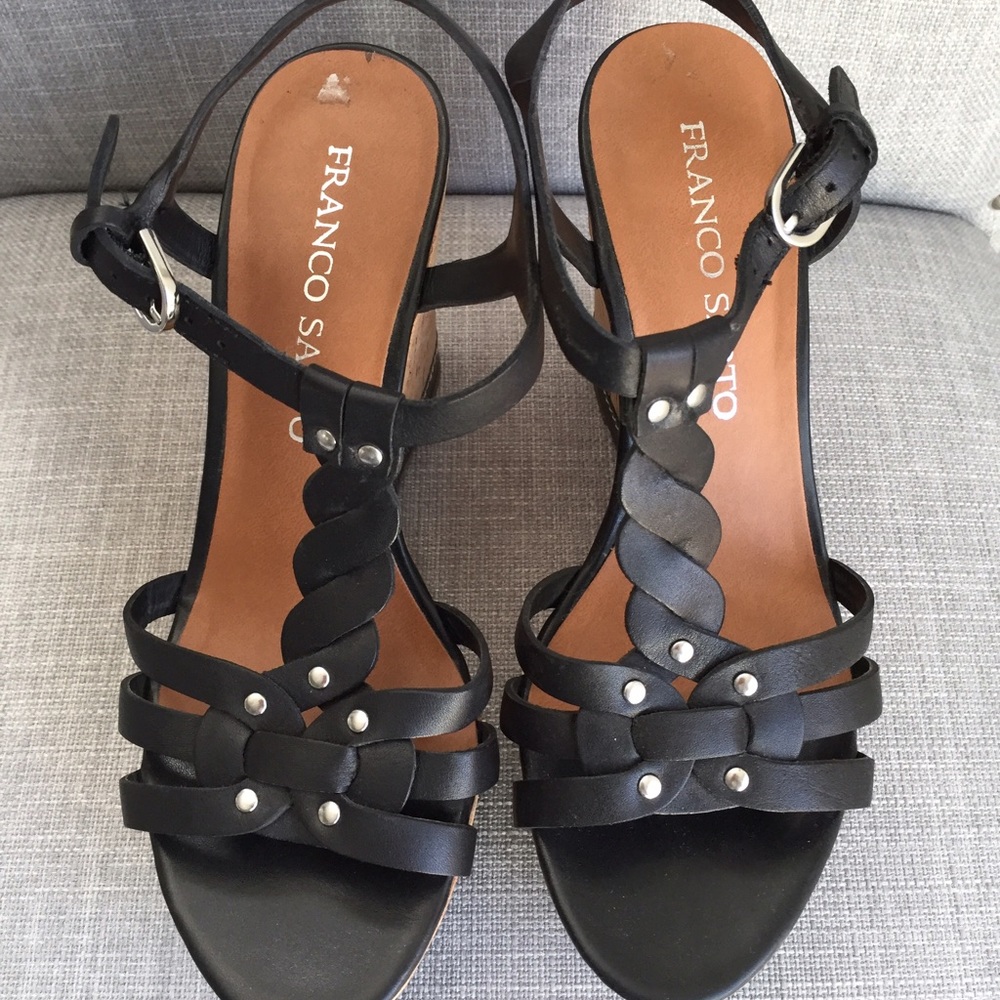 Franco Sarto Black Wedge Heels Sz 6
