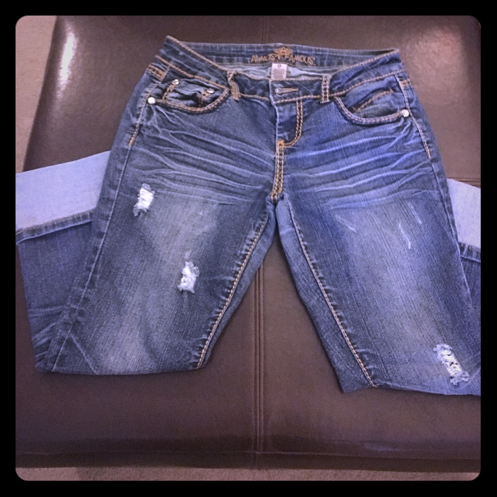 Almost Famous Cuffed Distressed Jeans