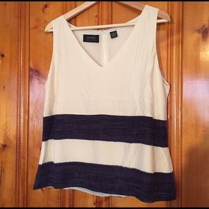 Blue & White Striped Silk Blouse